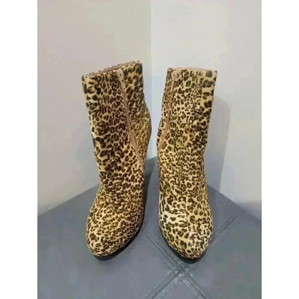 Body Central Ankle Booties Heels SIZE 7 Leopard Print NoBox Coquette MAXIMALIST